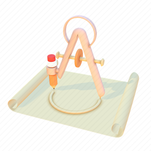 Compass, geometry, math, stationery, draw, circle, drawing 3D illustration - Download on Iconfinder