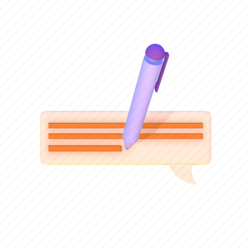Pen, pencil, write, edit, draw, writing, comment 3D illustration - Download on Iconfinder