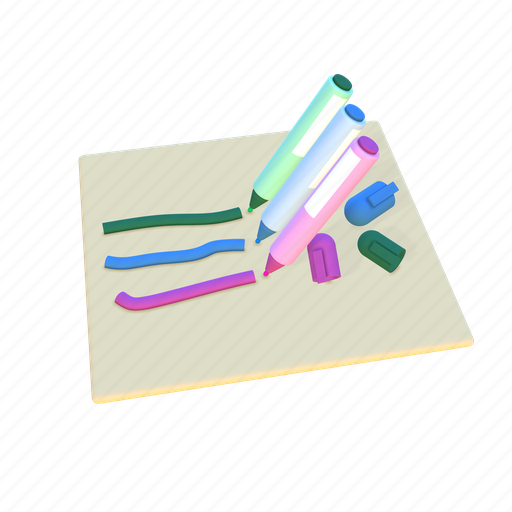 Marker, stationery, highlighter, coloring, draw, edit, highlight 3D illustration - Download on Iconfinder