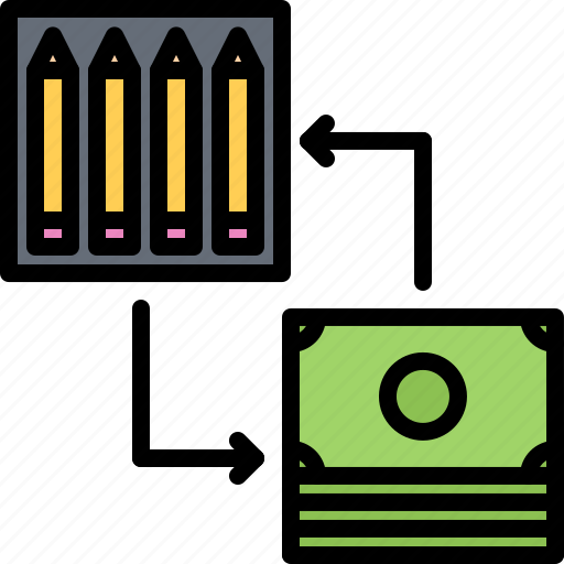 Pencil, money, exchange, purchase, stationery, drawing, shop icon - Download on Iconfinder