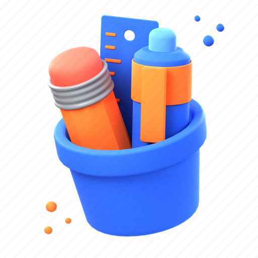 Pencil, holder, pencil holder, desk organizer, stationery, office supplies, storage 3D illustration - Download on Iconfinder