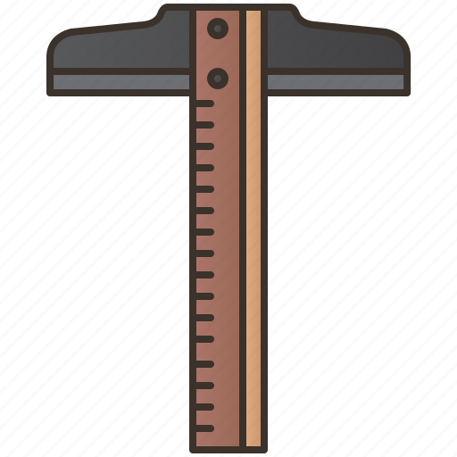 Architecture, engineering, ruler, tsquare, wooden icon - Download