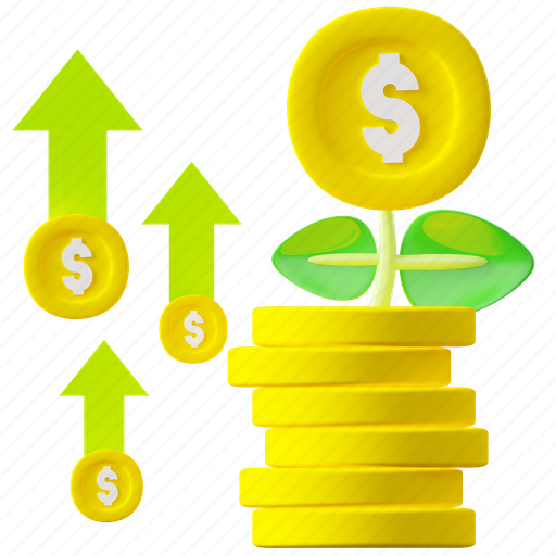 Profit, growth, investment, currency, financial, dollar, graph 3D illustration - Download on Iconfinder