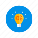 bulb lamp, gears, idea, lamp, light, strategy