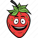 cartoon, emoji, face, smiley, strawberries, strawberry 