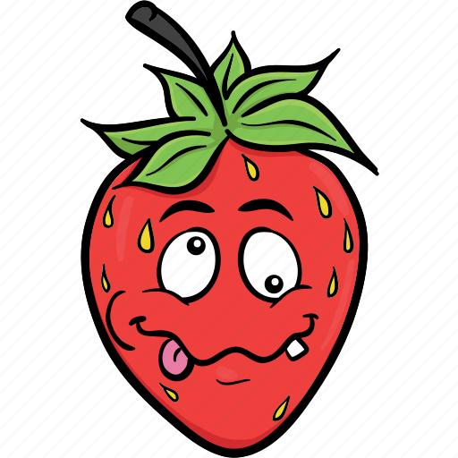 Cartoon, emoji, face, smiley, strawberries, strawberry icon - Download on Iconfinder