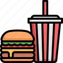burger, hamburger, fast, sandwiich, junk, softdrink, beverage