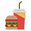 burger, cola, drinks, fast, food 