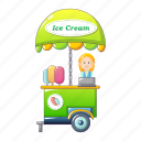 cart, cartoon, cream, ice, kiosk, shop, street