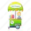 cart, cartoon, cream, ice, kiosk, shop, street 