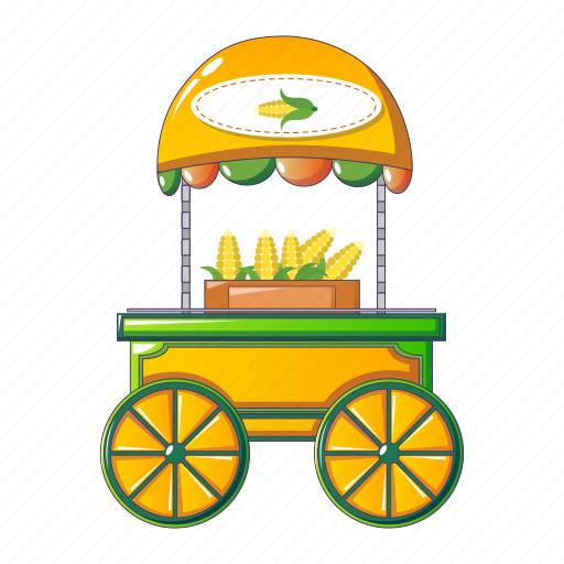 Cart, cartoon, corn, food, kiosk, shop, street icon - Download on Iconfinder
