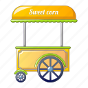 cart, cartoon, corn, food, shop, street, sweet