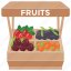 fruit kiosk, fruit seller, fruit shop, fruit stall, street stall 