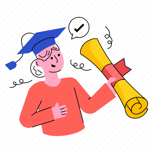 Degree, education, certificate, graduation illustration - Download on Iconfinder