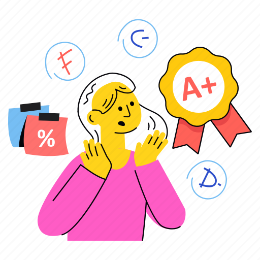 Grades, stress, education, school illustration - Download on Iconfinder