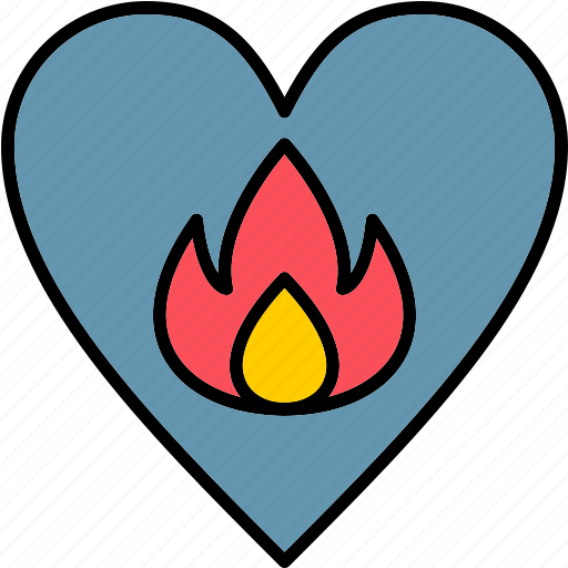 Passionate, burning, heart, flames, on, love icon - Download on Iconfinder