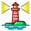 lighthouse, beacon, summer, coastline, building 