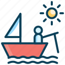 boat, daytime, fisherman, fishing, sea, ship