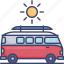 automobile, sun, sunny, transport, transportation, van, vehicle 