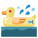 rubber, ring, duck, swimming, pool, yellow, water