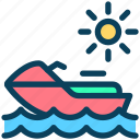 summer, sea, motorboat, sun