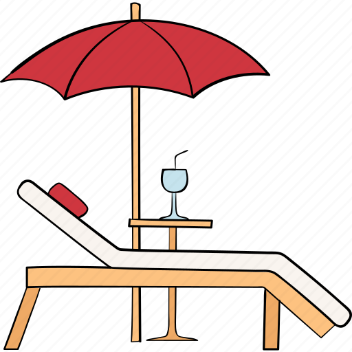Beach, bench, summer, umbrella, sunbed icon - Download on Iconfinder