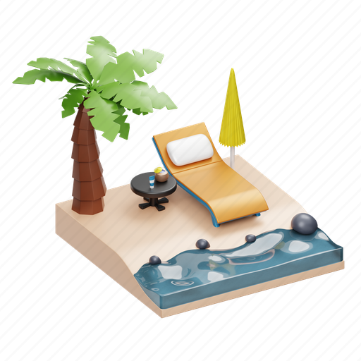 Bench, beach, summer 3D illustration - Download on Iconfinder