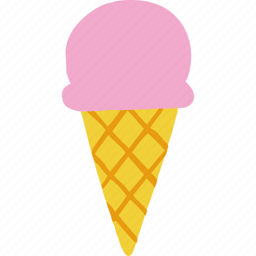 Ice, cream, cone, pink, scoop, summer icon - Download on Iconfinder