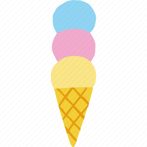 Ice, cream, cone, triple, scoop, summer icon - Download on Iconfinder