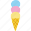 ice, cream, cone, triple, scoop, summer 