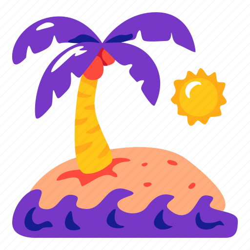 Beach, summer, coconuts, palm, sand, sun icon - Download on Iconfinder