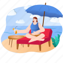 woman, summer, beach, holiday, sea, sun, drink, relax, ocean