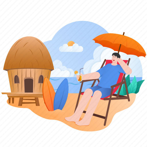 Man, enjoying, summer, vacation, travel, beach, sea icon - Download on Iconfinder