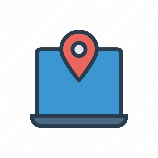 Computer, laptop, location, map, pin icon - Download on Iconfinder