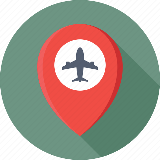 Airport, location pin, map, map pin, navigation icon - Download on Iconfinder