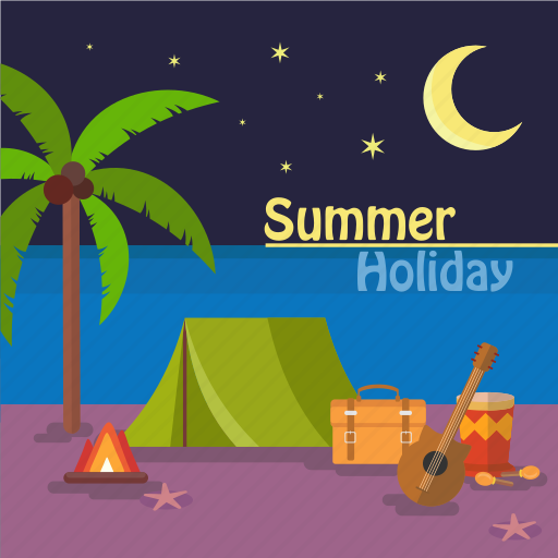 Background, beach, camping, holiday, night, palm, summer icon - Download on Iconfinder