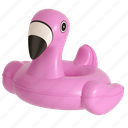 flamingo, swimming ring, toy, beach, pool, summer, 3d 