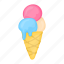 ic cream cone, ice cream, balls, sweet, dessert, cone 