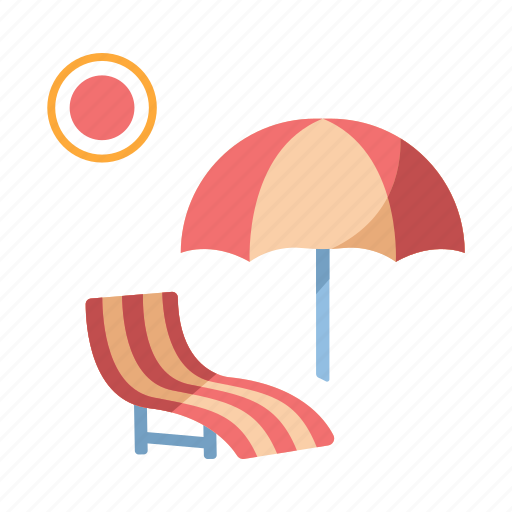 Beach chair, holiday, sea, summer, sunbathing, umbrella, vacation icon - Download on Iconfinder