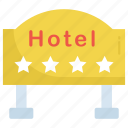 hanging board, hotel, info board, four-star, signboard, service, sign
