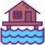 bungalov, floating, sea 