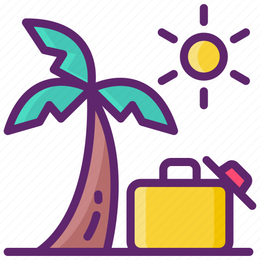 Baggage, palm tree, travel, vacation icon - Download on Iconfinder