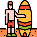 surf, man, beach, surfboard, summertime