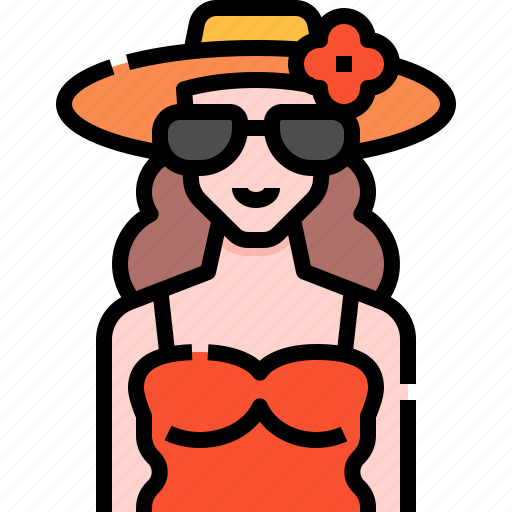 Woman, hawaiian, shirt, garment, fashion, summer, sunglasses icon - Download on Iconfinder
