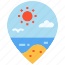 pin, location, summer, landscape, beach, sea
