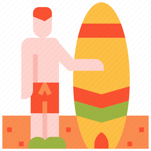 Surf, man, beach, surfboard, summertime icon - Download on Iconfinder