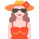woman, hawaiian, shirt, garment, fashion, summer, sunglasses