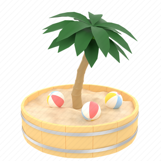 Summer, coconut tree, beach, island, ocean, landscape, vacation 3D illustration - Download on Iconfinder