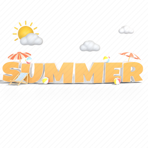 Summer text, island, ocean, landscape, vacation, travel, holiday 3D illustration - Download on Iconfinder