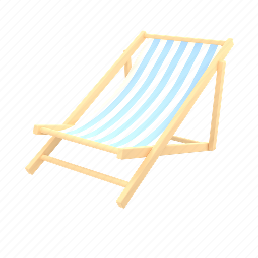 Summer, beach chair, deck-chair, beach deck, relax chair, relaxing chair, seat 3D illustration - Download on Iconfinder